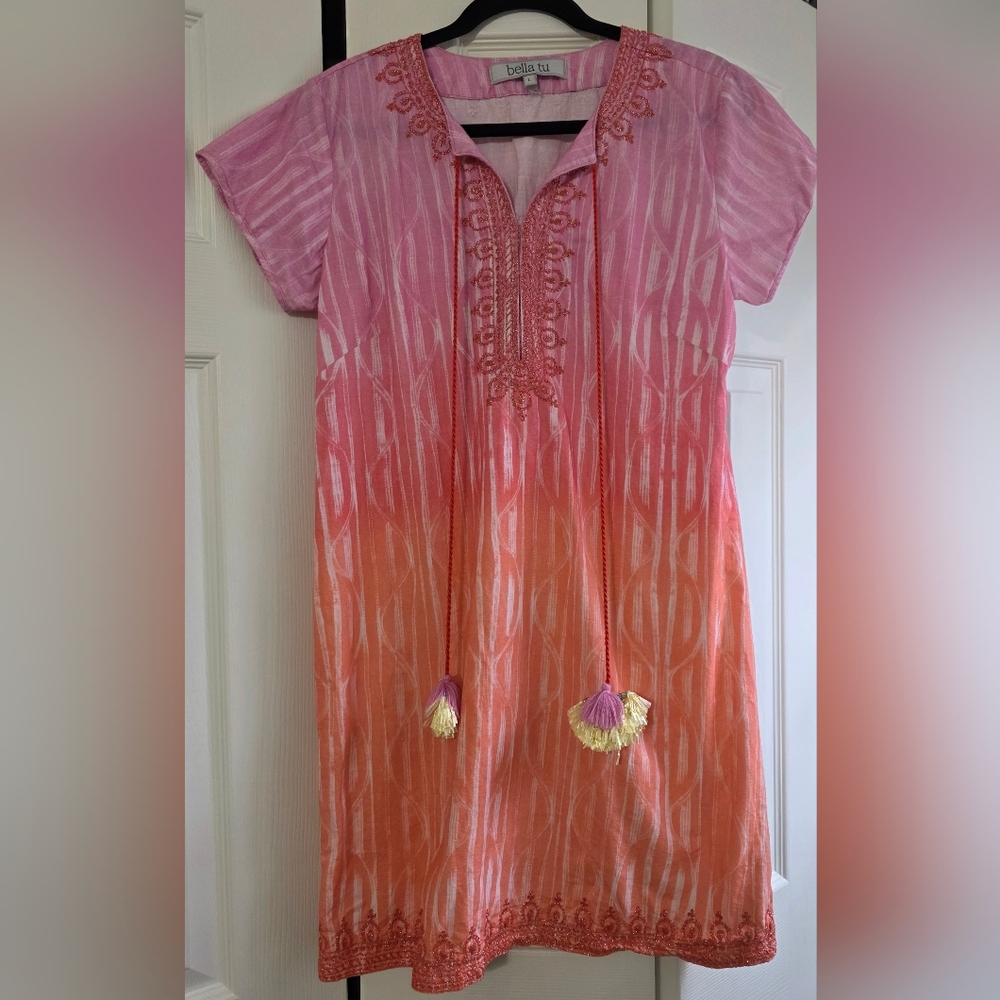 Bella TU Sz L Pink & Orange Ombre Dress